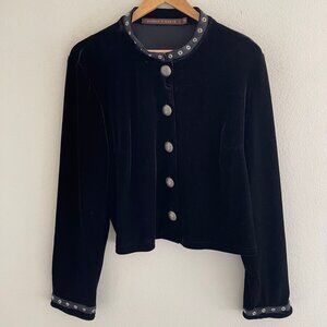 DOUBLE D RANCH Black Velvet Short Jacket with Concho Buttons: Size Medium